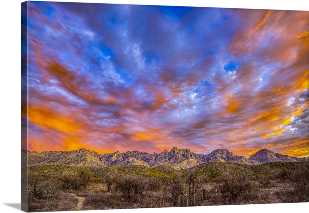 USA, Arizona, Tucson. Sunset on Catalina Mountains.