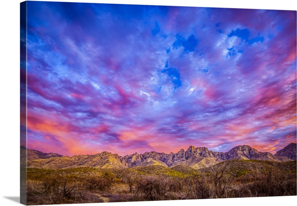 USA, Arizona, Tucson. Sunset on Catalina Mountains.