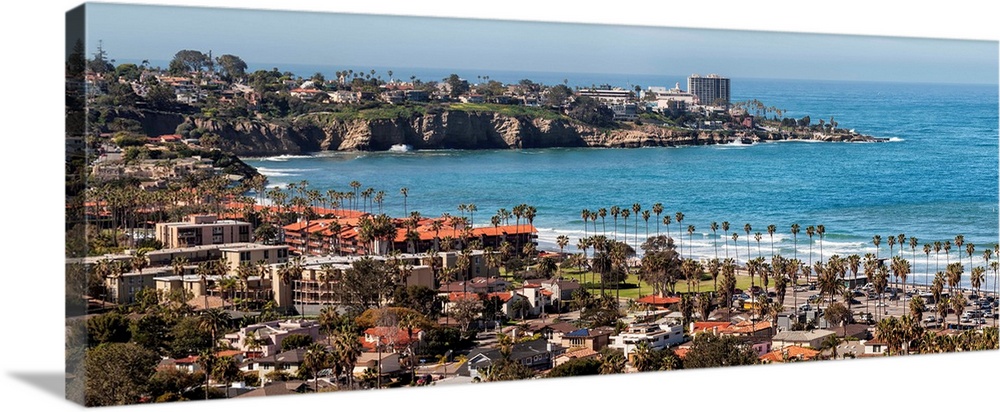 USA, California, La Jolla, Panoramic view of La Jolla Shores and La Jolla Cove.