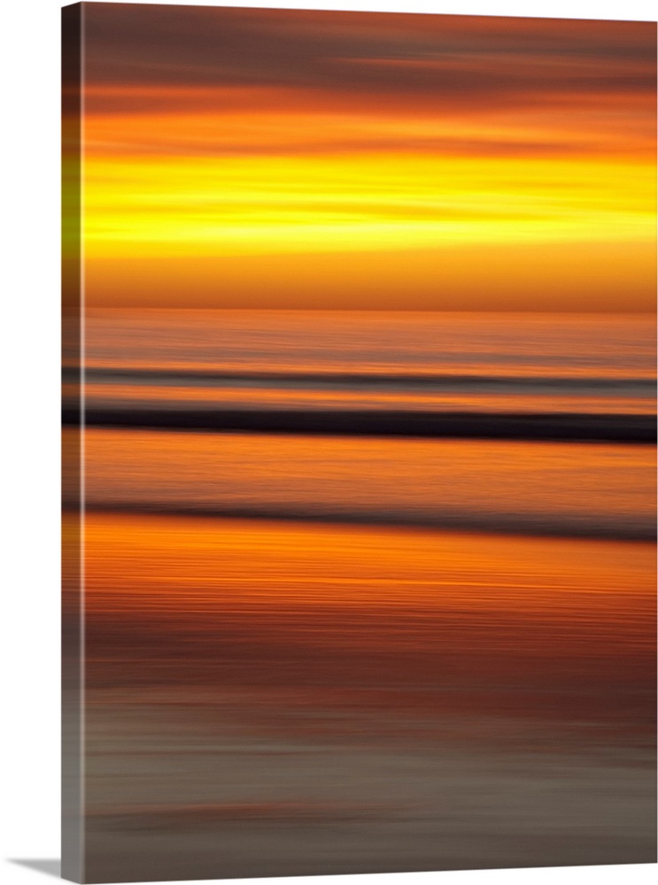 USA, California, La Jolla, Sunset at La Jolla Shores with camera blur.