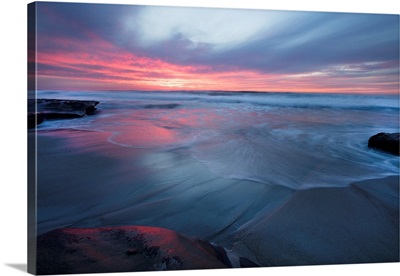 USA, California, La Jolla, Sunset Over Beach