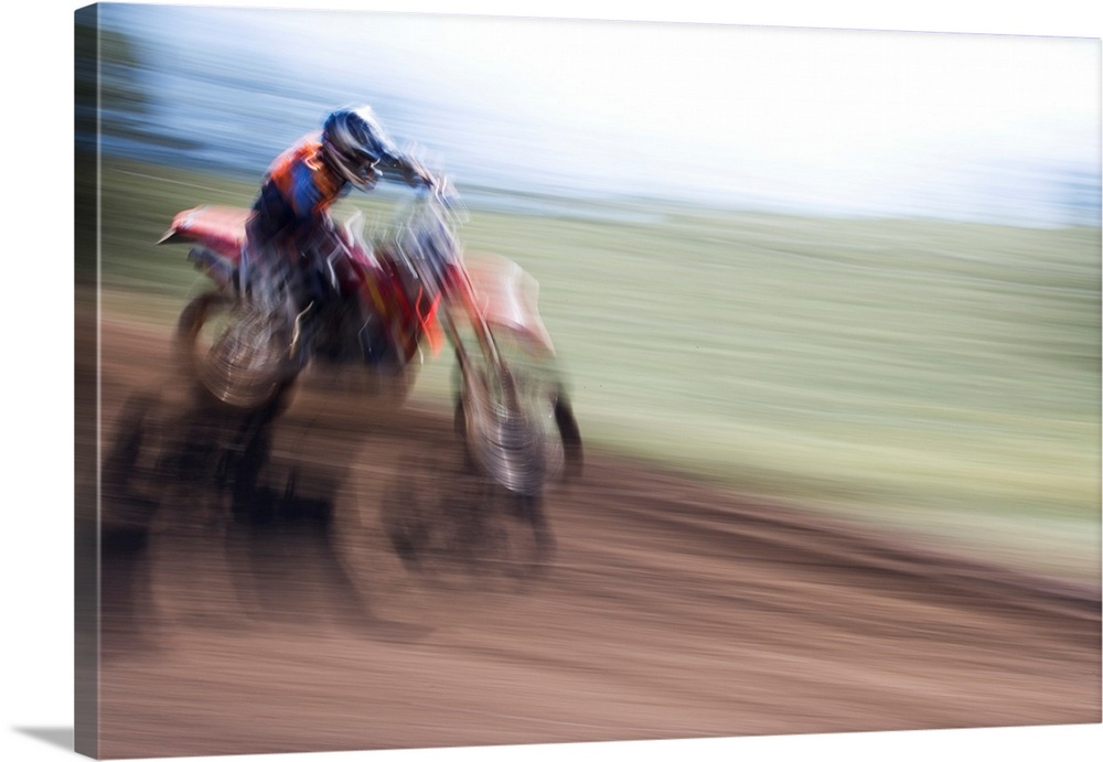 USA, California, Mammoth Lakes. Blur of motocross racer.