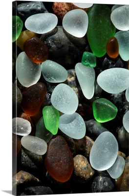 USA, California, Natural Sea Glass On Beach