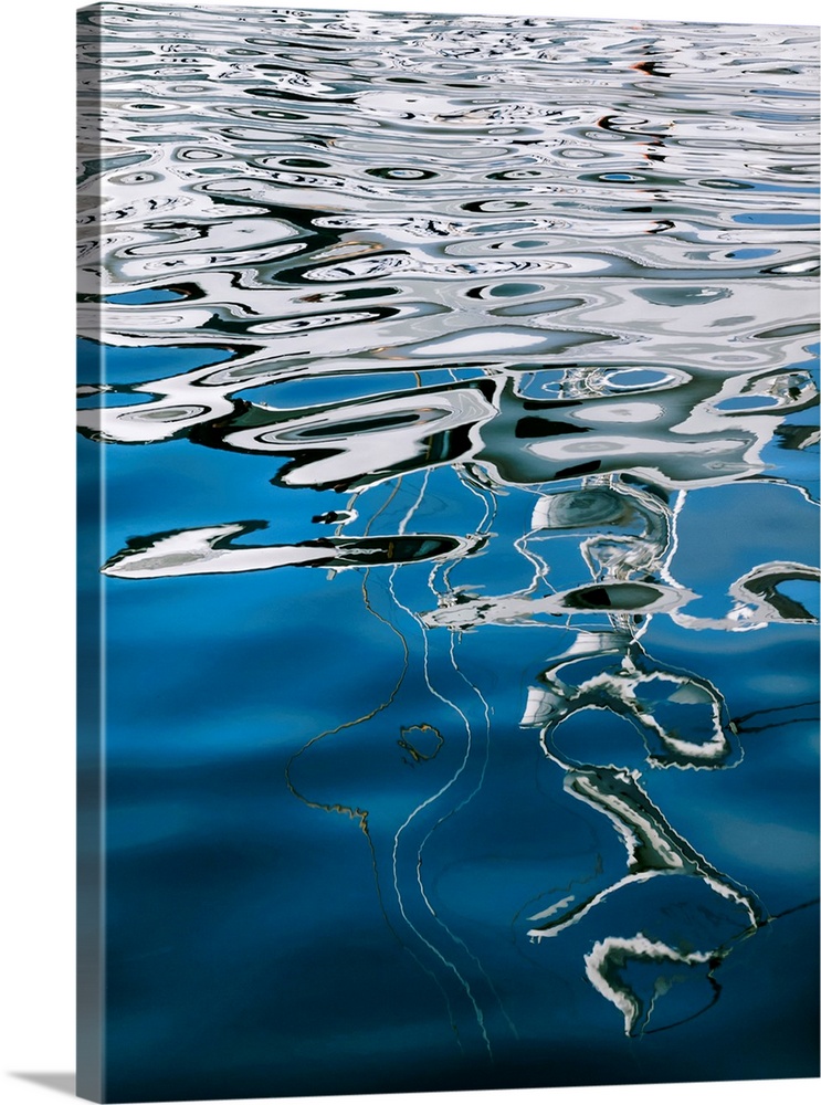 USA, California, San Diego, Abstract boat reflection in America's Cup Harbor.