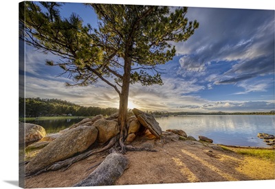 USA, Colorado, Dowdy Lake, Sunset On Lake