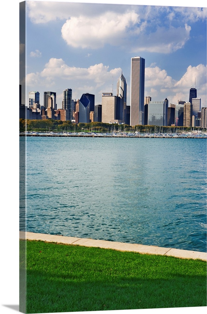 USA, Illinois, Chicago. Skyline and Lake Michigan.