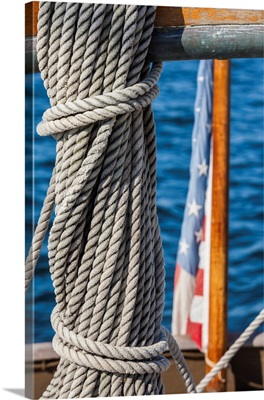 USA, Massachusetts, Cape Ann, Gloucester Schooner Festival, rope, detail