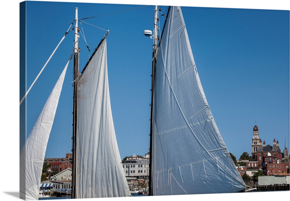 USA, Massachusetts, Cape Ann, Gloucester, America's Oldest Seaport, Gloucester Schooner Festival, schooner sails