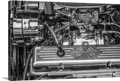 USA, Massachusetts, Essex, Detail Of Antique Cars, Hot Rod Engine