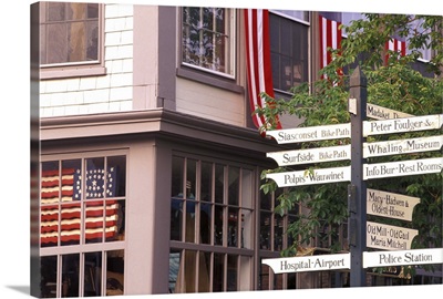 USA, Massachusetts, Nantucket Island, Nantucket Town, road signs