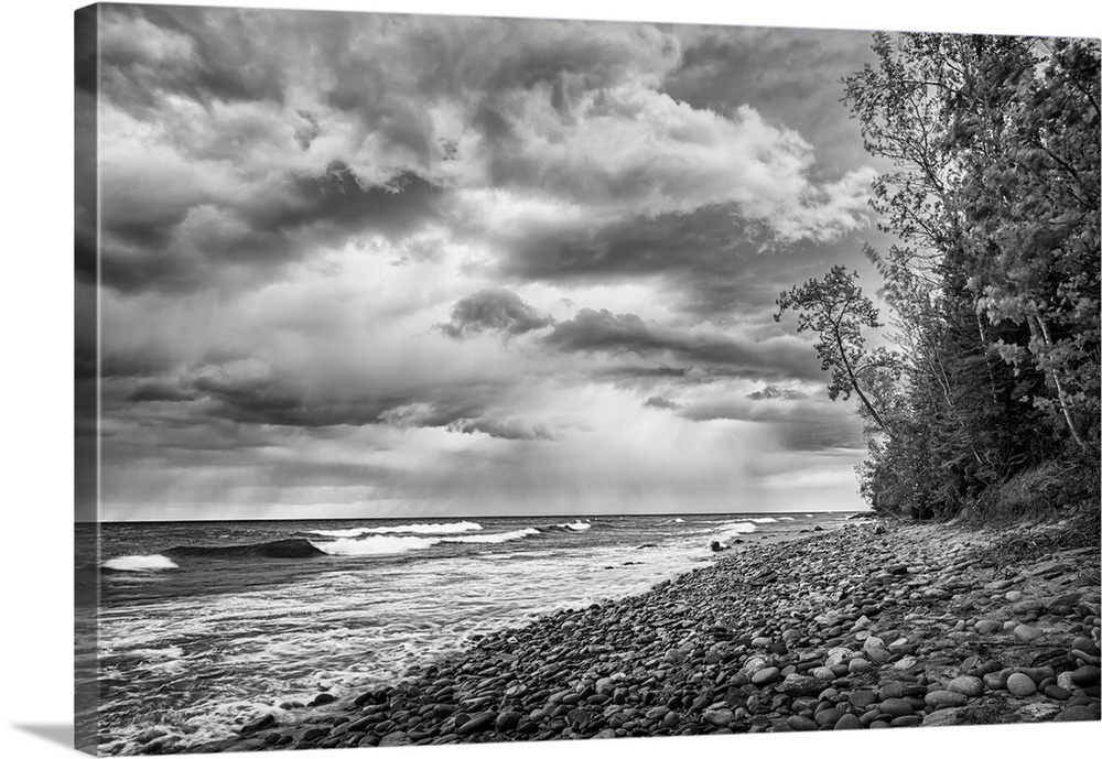 USA, Michigan, Munising. Receding storm clouds at Pictured Rocks National Lakeshore. United States, Michigan.
