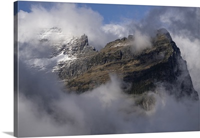 USA, Montana, Glacier National Park, Clearing Rainstorm On Mountain