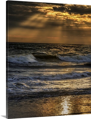 USA, New Jersey, Cape May National Seashore, Sunset On Seashore