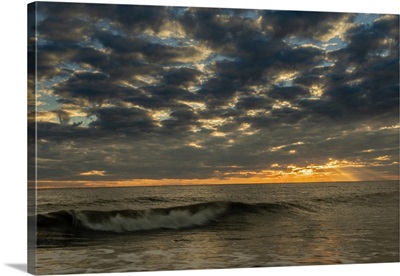 USA, New Jersey, Cape May National Seashore, Sunset On Seashore