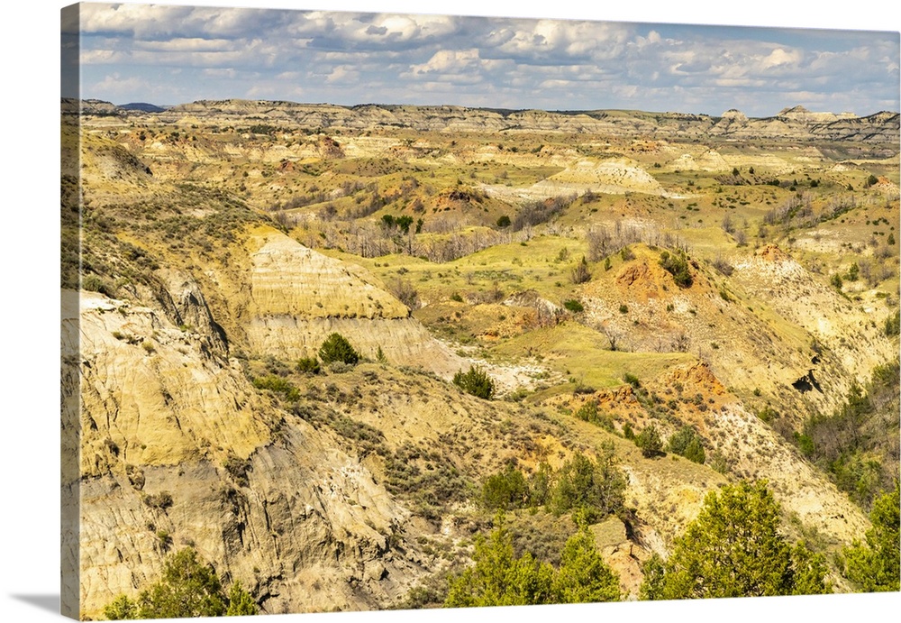 USA, North Dakota, Theodore Roosevelt National Park. Overview of park eroded hill formations.