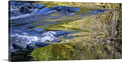 USA, Oregon, Abstract Of Autumn Colors Reflected In Wilson River Rapids