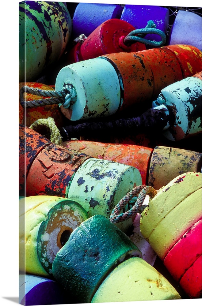 USA, Oregon. Colorful buoys.