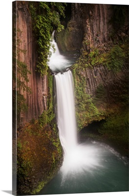 USA, Oregon, Toketee Falls Flows Over Columnar Basalt Rock Cliff