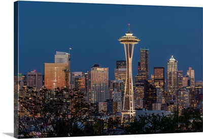 USA, Washington, Seattle Skyline At Dusk