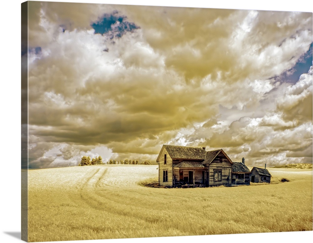 USA, Washington State, Palouse. Infrared of old farm.
