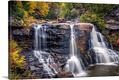 USA, West Virginia, Blackwater Falls State Park, Waterfall And Forest Scenic