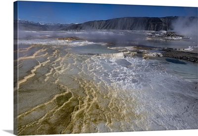 USA, Wyoming Yellowstone National Park, Steam Rising From Canary Springs