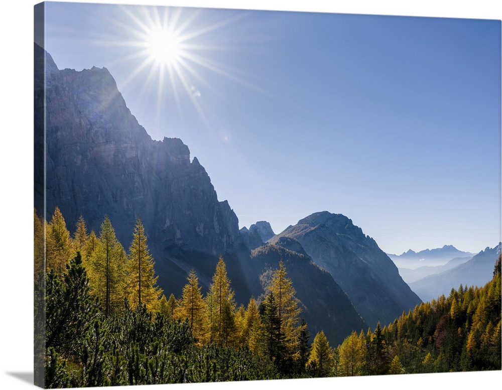 Valle Corpassa in the Civetta - Moiazza mountain range in the dolomites of the Veneto. In the background the peaks of Pale...
