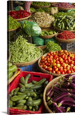 Vegetable Stall In Dong Ba Market, Vietnam