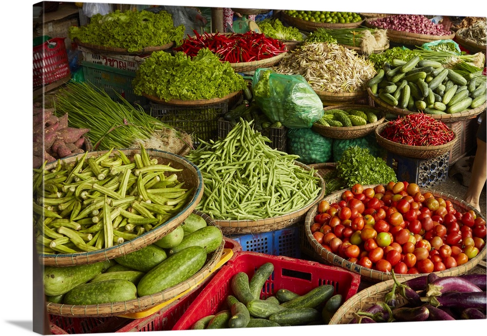 Vegetable stall, Dong Ba Market, Hue, Thua Thien-Hue Province, North Central Coast, Vietnam