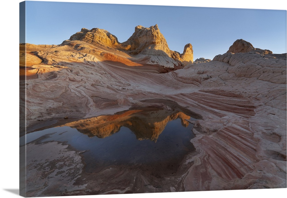 USA, Arizona, Vermilion Cliffs National Monument. Striations in sandstone formations and pool. Credit: Don Grall / Jaynes ...