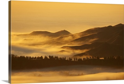 View from Te Mata Peak and Early Light on Morning Mist, Hawkes Bay, New Zealand