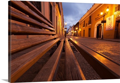 View Of A Village Street In Pre-Dawn Light, San Cristobal De Las Casas, Mexico