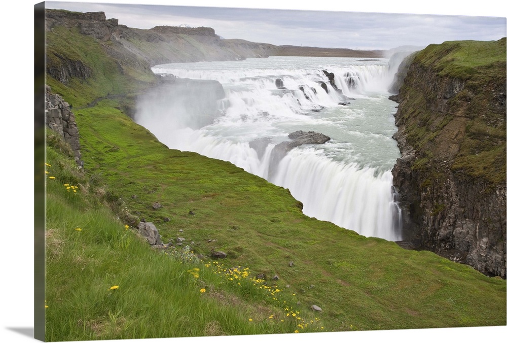 View of Gulfoss, the most popular waterfall in Iceland.