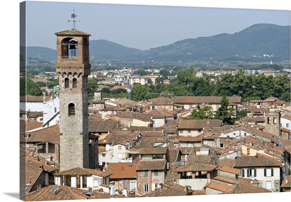 View of Lucca from Torre Guinigi, Lucca, Tuscany, Italy, Europe