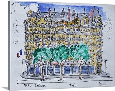 View of the Bank from the terrace of Hotel Lutecia on Boulevard Raspail, Paris, France