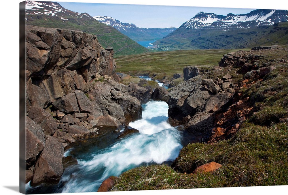 View of the town of Seydisfjordur, Iceland.