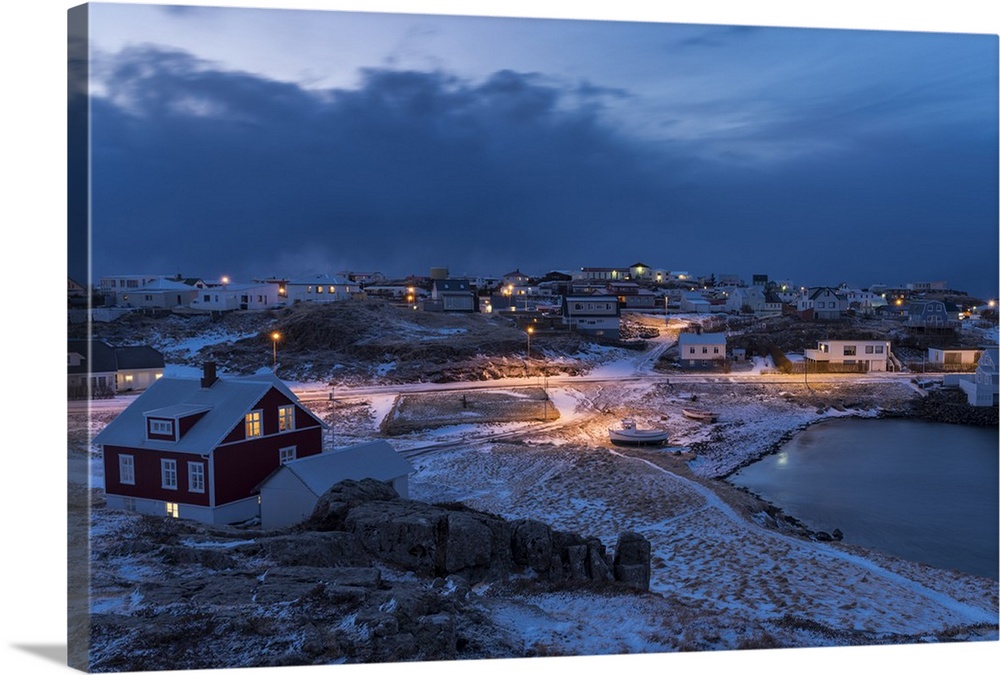 Village Stykkisholmur on the Snaefellsnes Peninsula during winter. Iceland.