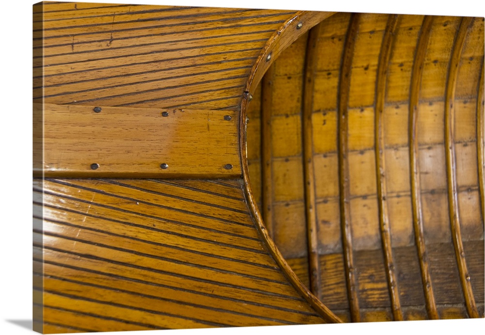 Vintage wooden canoe detail.