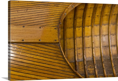 Vintage wooden canoe detail.