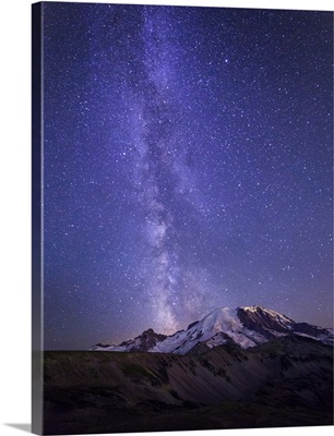 Washington, Milky Way above Mt. Rainier and Burroughs Mountain