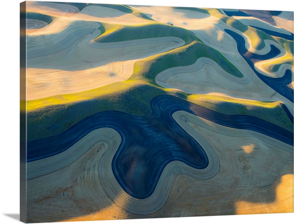 USA, Washington state, Palouse, Whitman County.  Aerial photography at harvest time in the Palouse region of Eastern Washi...