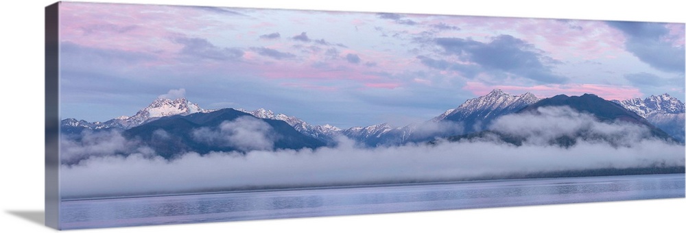 USA, Washington State, Seabeck. Composite of Hood Canal and Olympic Mountains at sunrise. Credit: Don Paulson