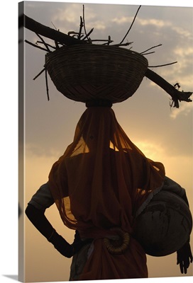 Woman collecting dung. Pushkar, Rajasthan. India