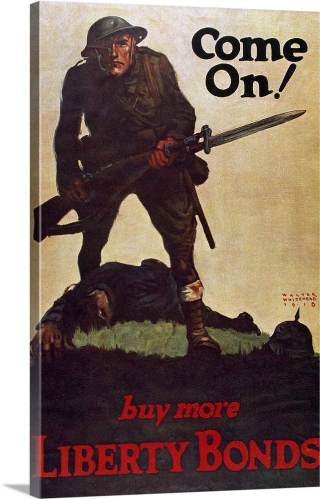 World War I (1914-1918). Poster 'Come On!', by Walter Whitehead. 1918.