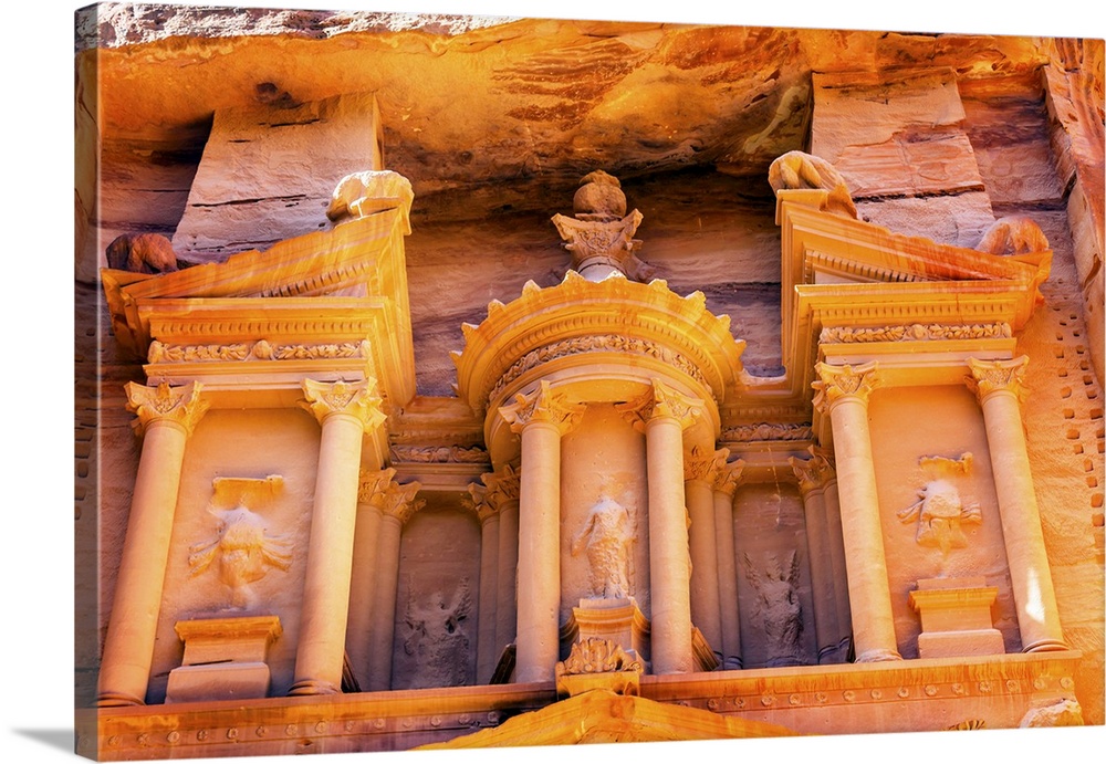 Yellow Golden Treasury Morning Siq Petra Jordan Petra Jordan. Treasury built by the Nabataens in 100 BC. Yellow Canyon bec...