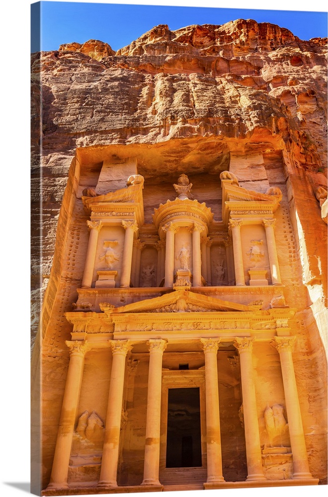 Yellow Golden Treasury Morning Siq Petra Jordan Petra Jordan. Treasury built by the Nabataens in 100 BC. Yellow Canyon bec...