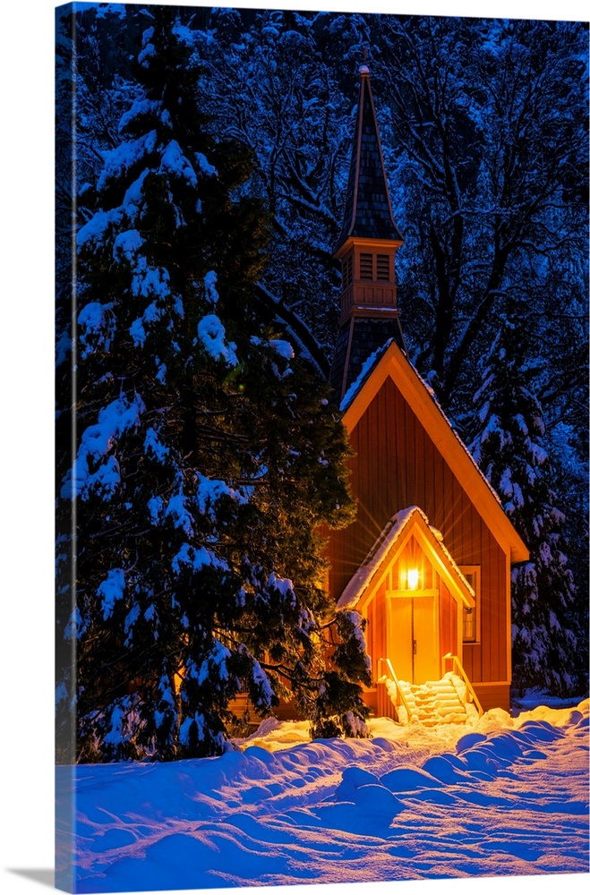 Yosemite chapel in winter, Yosemite National Park, California USA.