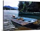 image thumbnail of A contemporary painting of a fishing boat docked in a harbor.