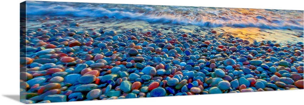 Polished rock patterns along the Lake Superior shore known as Pebble Beach, Marathon, Ontario, Canada.