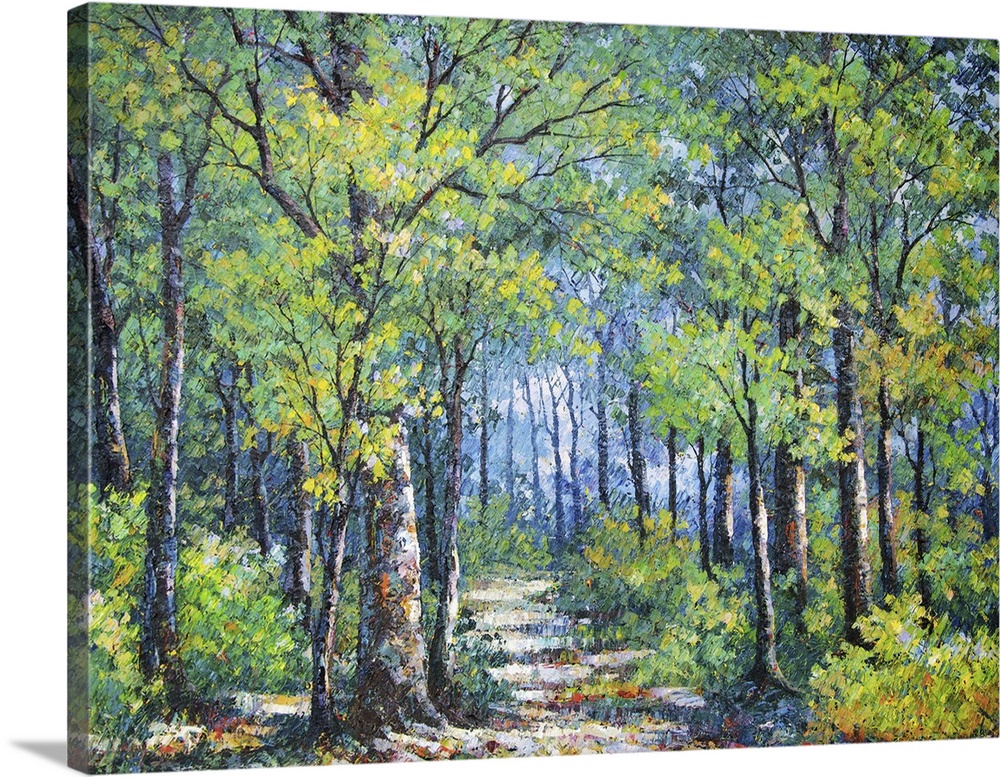 Originally an oil painting of a walkway in forest.